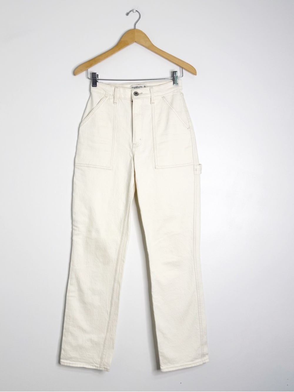 Abercrombie & Fitch Curve Love 90s Straight Jeans Size 25/0R Cream High Rise